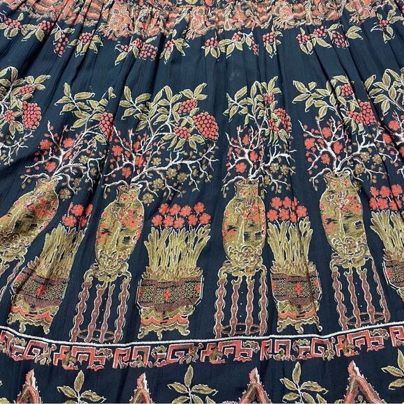 Fortina Vintage Floral Design Black Red Boho Skirt Size Medium - Picture 6 of 11